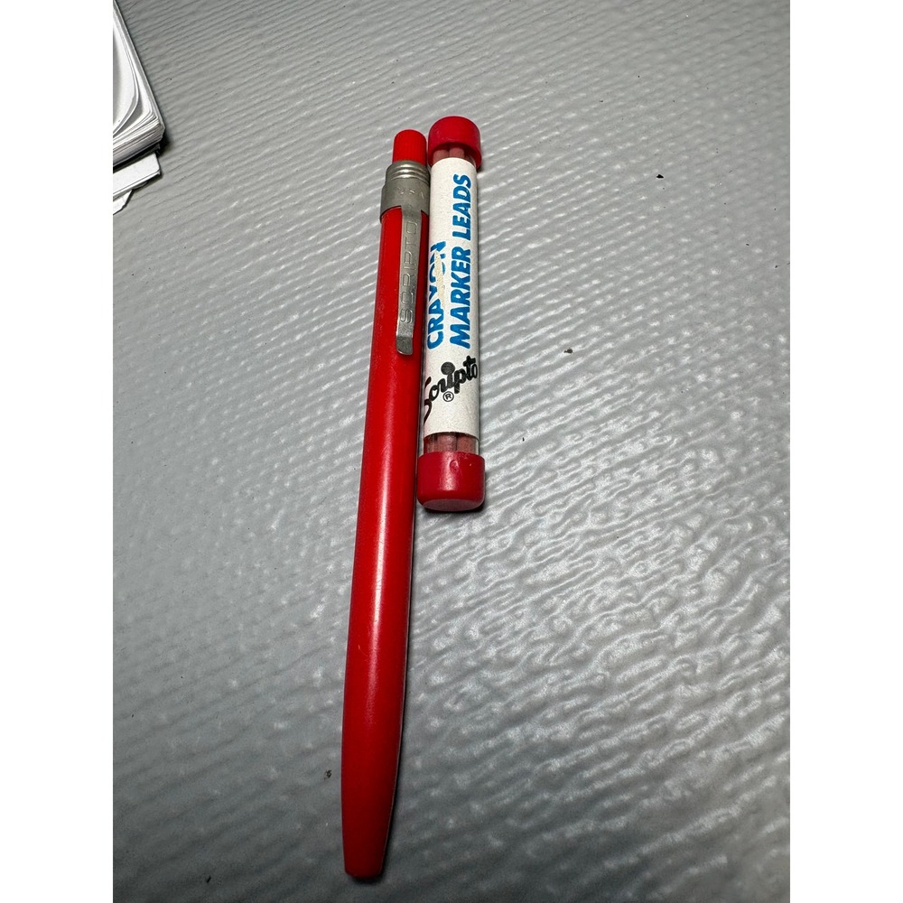 Vintage Scripto Red Mechanical Marker Pencil with G920 Lead Refills USA